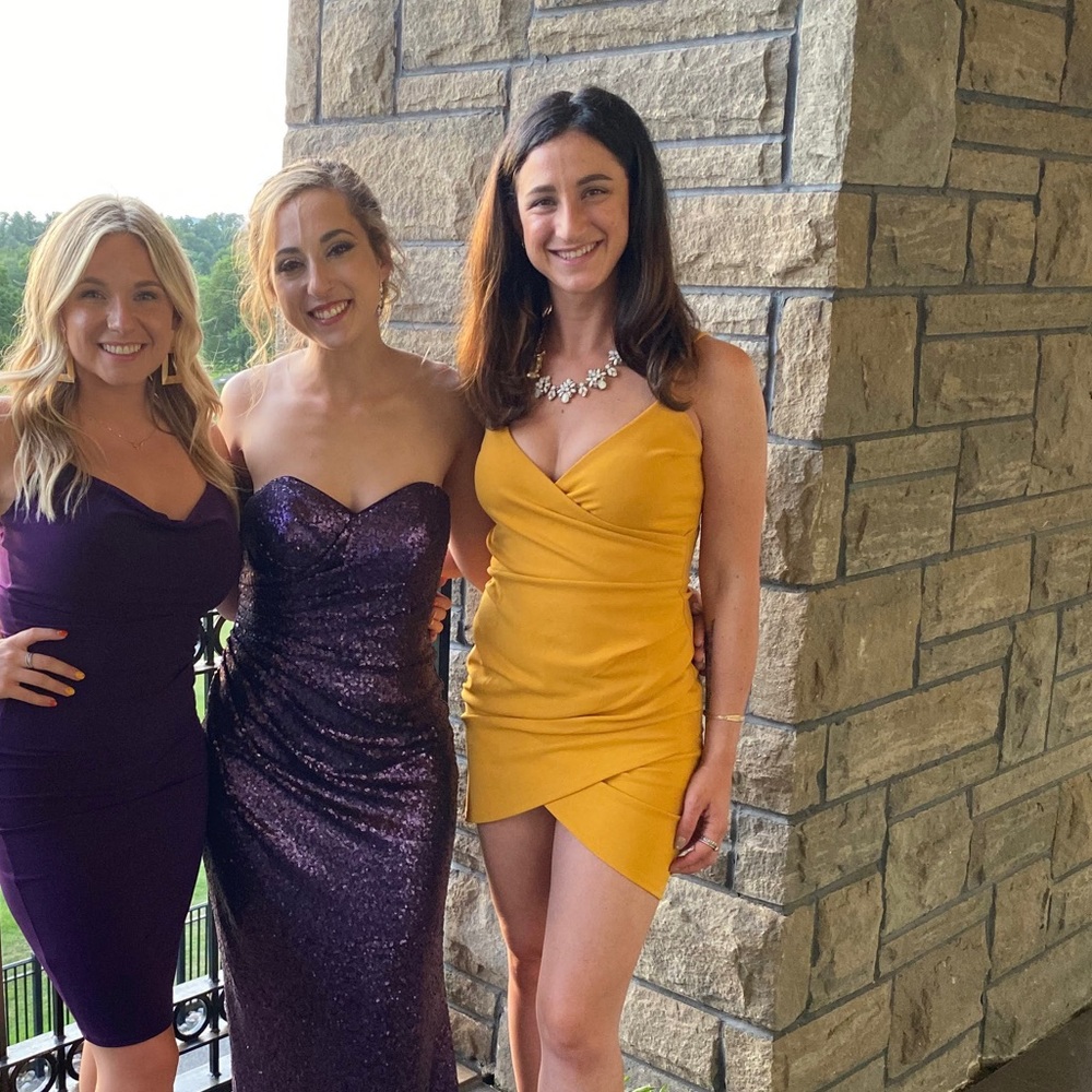 Mustard Yellow/Gold Bodycon Mini Dress - Size M